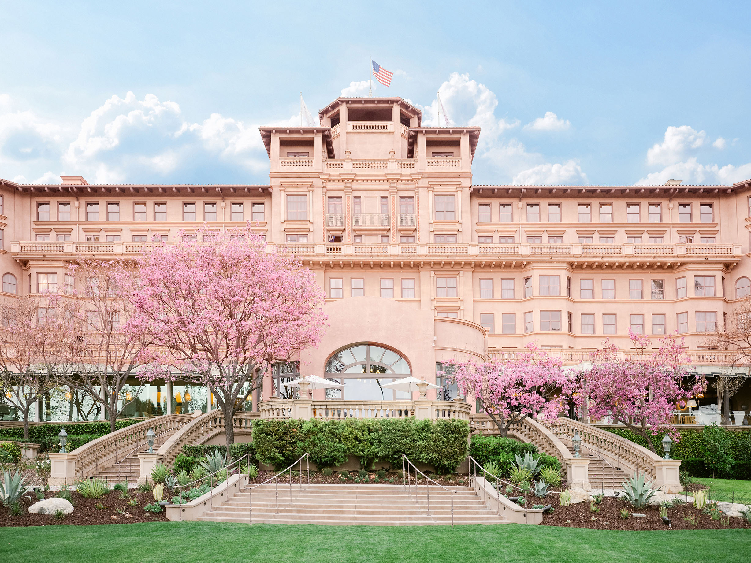 The Langham Huntington, Pasadena, overlooking landscaped gardens